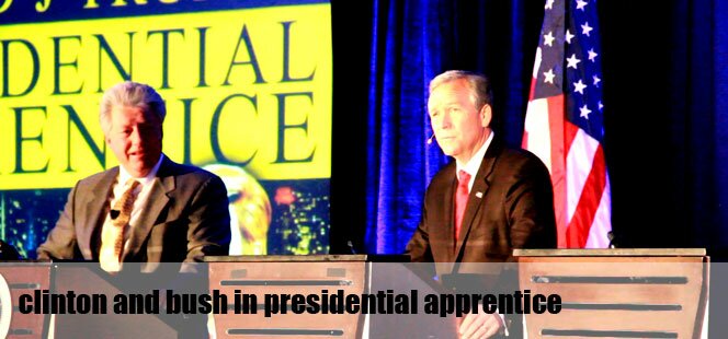 Clinton Impersonator Tim Watters And Bush Impersonator John Morgan Performing Presidential Apprentice